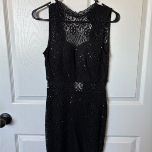 Speechless Black Sequin Lace Backless Dress